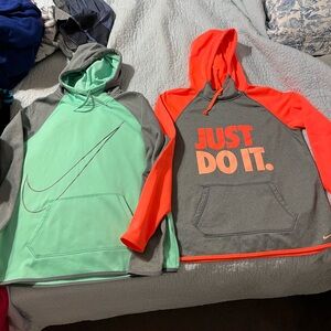 (2) EUC DRI FIT NIKE HOODIE SIZE LARGE
